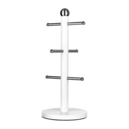 Cream Painted Mug Tree With Chrome Round Ball Base - thumbnail 1