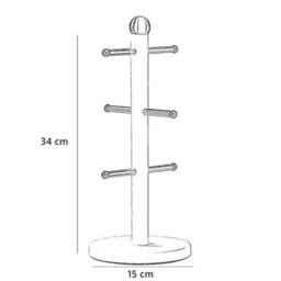 Cream Painted Mug Tree With Chrome Round Ball Base - thumbnail 2