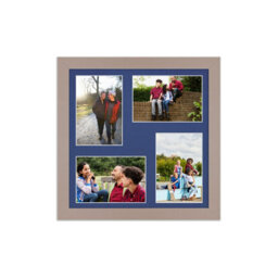 AK Frames 12X12 Rose Gold Modern Multi Photo Frame With Blue Mount - Holds 4 Apertures (4X) 6X4 Photos