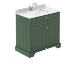 Hudson Reed Floor Standing 2 Door Traditional Vanity Unit With 1 Tap Hole White Marble Top & Square Basin, 860 X 505 mm - thumbnail 1