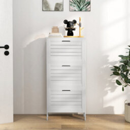 Homcom Narrow Shoe Storage Cabinet With 3 Flip Drawers, White - thumbnail 6
