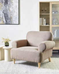 Beliani  Armchair Kiberg Fabric Taupe - thumbnail 2