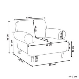 Beliani  Armchair Kiberg Fabric Taupe - thumbnail 3