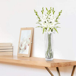 Maison and White Etched Heart Detail Crystal Glass Vase - thumbnail 2