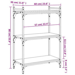 Berkfield Industrial Bookcase 3-Tier Grey Sonoma 60X30X86 Cm Engineered Wood - thumbnail 9