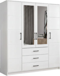 Sliding Wardrobes 4 u LTD Contemporary Four Door Hinged Wardrobe With Mirror And Drawers In White, Artisan And Grey - (White 200Cm) - thumbnail 2