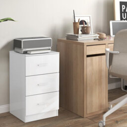 Gainoom 2Pcs 3-Drawer Chest Storage White Cabinet Dresser Night Stand Organizer - thumbnail 4