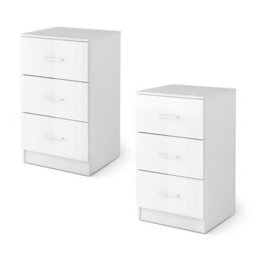 Gainoom 2Pcs 3-Drawer Chest Storage White Cabinet Dresser Night Stand Organizer - thumbnail 1