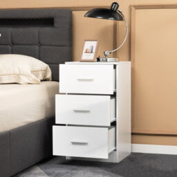 Gainoom 2Pcs 3-Drawer Chest Storage White Cabinet Dresser Night Stand Organizer - thumbnail 3