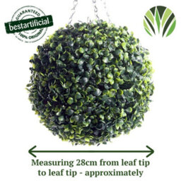Best Artificial 28Cm Green Boxwood Buxus Grass Hanging Basket Topiary Ball - Suitable For Outdoor Use - Weather & Fade Resistant - thumbnail 4