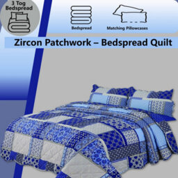 TheWhiteWater Limited Bedspread - Luxury Quilted - Reversible Two Sided - Bed Throw Warm Quilt - Bedspread Patchwork Reversible Set 150 Gsm - 3 Tog - thumbnail 5