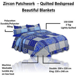 TheWhiteWater Limited Bedspread - Luxury Quilted - Reversible Two Sided - Bed Throw Warm Quilt - Bedspread Patchwork Reversible Set 150 Gsm - 3 Tog - thumbnail 7