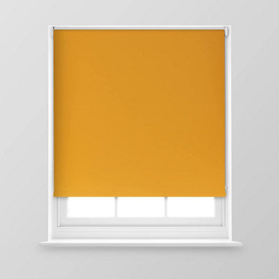 A.unique Home Premium Trimmable Thermal Blackout Roller Window Blind - 2Ft - Ochre - 60Cm (W) X 170Cm (L) - image 1