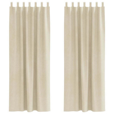 Berkfield Modern Blackout Curtains With Hanging Loops 2 Pcs Cream Velvet - image 1