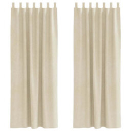 Berkfield Modern Blackout Curtains With Hanging Loops 2 Pcs Cream Velvet