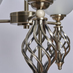 Litecraft Alabaster 3 Light Spiral Semi Flush Ceiling Light - Antique Brass - thumbnail 5