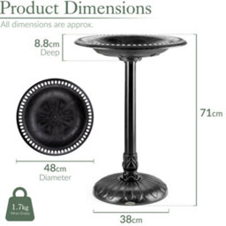 Christow Round Resin Garden Bird Bath - thumbnail 7
