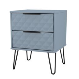 Anzio Matt Denim Blue 2 Drawer Non-Extendable Bedside Table (H)574mm (W)450mm (D)395mm - thumbnail 3