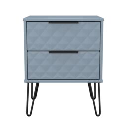 Anzio Matt Denim Blue 2 Drawer Non-Extendable Bedside Table (H)574mm (W)450mm (D)395mm - thumbnail 2