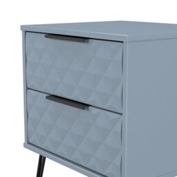 Anzio Matt Denim Blue 2 Drawer Non-Extendable Bedside Table (H)574mm (W)450mm (D)395mm - thumbnail 6