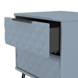 Anzio Matt Denim Blue 2 Drawer Non-Extendable Bedside Table (H)574mm (W)450mm (D)395mm - thumbnail 4