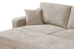Convertible Beige 3 Seater Sofa Bed For Living Room Nathan - Plush Woven Chenille - Room Delivery - thumbnail 5