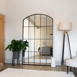 Jōbū Jobu Home - Tomi - Full Length Black Metal Arched Lattice Window Mirror - 180Cm X 105Cm - thumbnail 2