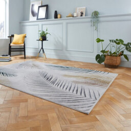 Grey/multi Nature Print Luxurious Modern Easy To Clean Rug For Dining Room-120Cm X 170Cm - thumbnail 2