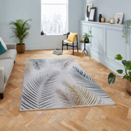 Grey/multi Nature Print Luxurious Modern Easy To Clean Rug For Dining Room-120Cm X 170Cm - thumbnail 1