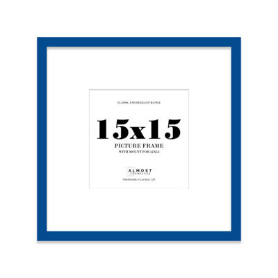 "15X15"" Blue Picture Frame - 15X15"" Square Frame With 12X12"" Mount For 15X15""/12X12"" Pictures Art Deco Style Room Decor, 1 Pack" - image 1