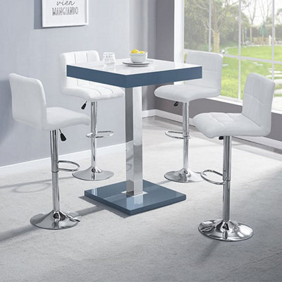 Furniture in Fashion Topaz Glass White Grey Bar Table 4 Coco White Stools - image 1
