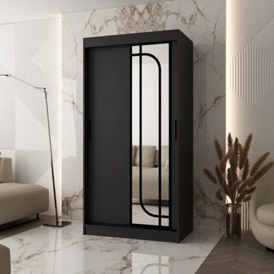 Arte Alabama Black 100Cm Sliding Door Wardrobe With Bold Organised Storage - image 1