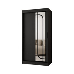 Arte Alabama Black 100Cm Sliding Door Wardrobe With Bold Organised Storage - thumbnail 3