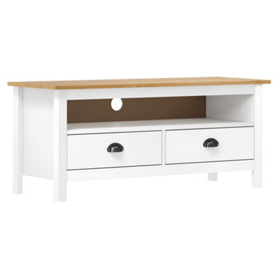 Berkfield Tv Cabinet Hill Range White 110X40X47 Cm Solid Pine Wood - image 1