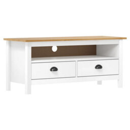 Berkfield Tv Cabinet Hill Range White 110X40X47 Cm Solid Pine Wood - thumbnail 1