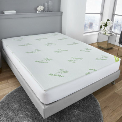 "Gc Gaveno Cavailia Luxury Bamboo 1"" Mattress Topper Double Bed, 2 Cm Extra Soft Anti Allergy Thick Mattress Topper, White"