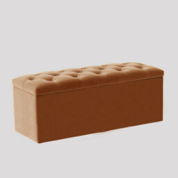 150Cm Luna Chesterfield Ottoman Storage Box - Mink Plush Velvet Upholstered Blanket Box - thumbnail 3