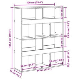 Vidaxl Bookcase Concrete Grey 100X33X125.5 Cm Engineered Wood - thumbnail 3