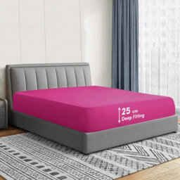 Ameha Pink Fitted Sheet Anti Allergic Extra Deep 25 Cm Bedsheet Double Microfiber Hypoallergenic Durable Bedsheet(137X190Cm) - thumbnail 2