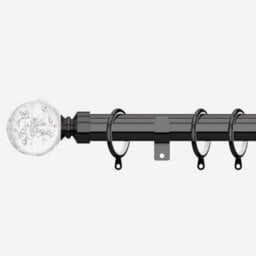 Black Nickel 28mm Glass Bubbles Fixed Length Metal Curtain Pole  125Cm - thumbnail 1