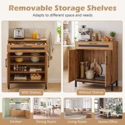 Gainoom Sideboard Cabinet 2-Door Buffet Cabinet Accent Cabinet With Color Contrast Design - thumbnail 6