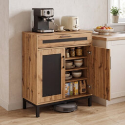 Gainoom Sideboard Cabinet 2-Door Buffet Cabinet Accent Cabinet With Color Contrast Design - thumbnail 3