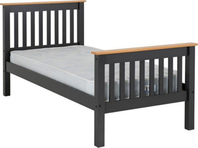 Seconique Monaco 3Ft Single Bed High Foot End In Grey And Oak - image 1