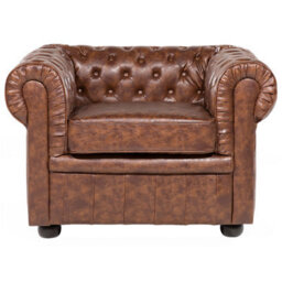 Beliani Armchair Chesterfield Faux Leather Golden Brown - thumbnail 6