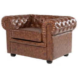 Beliani Armchair Chesterfield Faux Leather Golden Brown - thumbnail 7