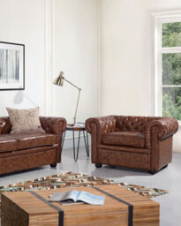 Beliani Armchair Chesterfield Faux Leather Golden Brown - thumbnail 2