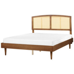 Beliani Bed With Led Rattan Varzy 160 X 200 Cm (Eu King Size) Brown - thumbnail 4