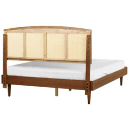 Beliani Bed With Led Rattan Varzy 160 X 200 Cm (Eu King Size) Brown - thumbnail 6