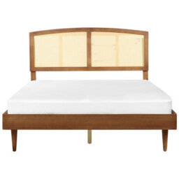 Beliani Bed With Led Rattan Varzy 160 X 200 Cm (Eu King Size) Brown - thumbnail 5