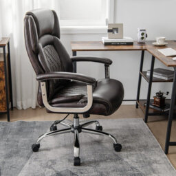 Costway 227Kg Leather Office Chair Adjustable Big & Tall Executive Chair-Coffee - thumbnail 6
